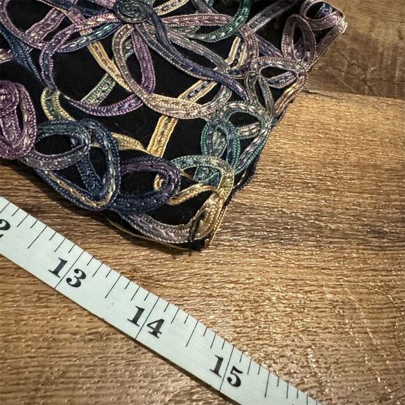 Casual Studio Black Floral Ribbon Swirl Embroidered Sheer Jacket L Art to Wear - Picture 10 of 10